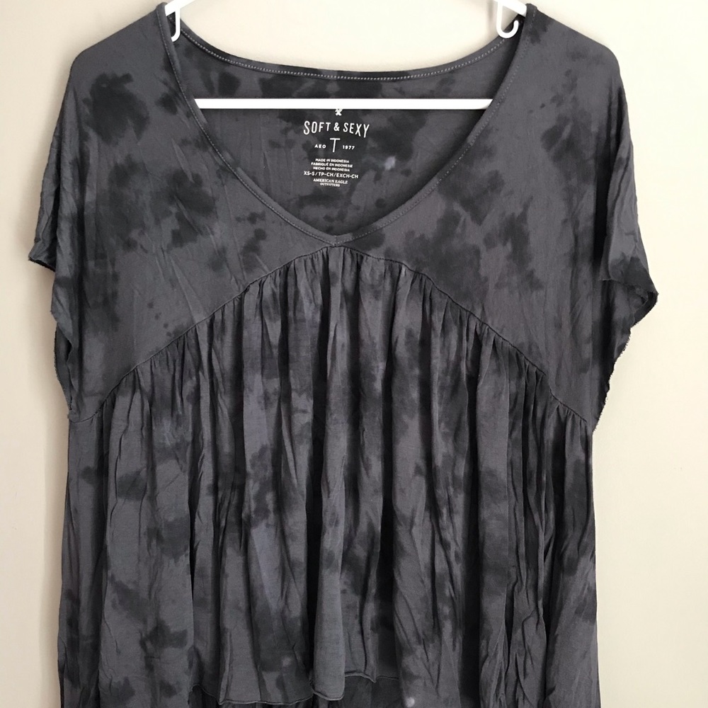 aeo soft and sexy black and grey tie-dye tshirt